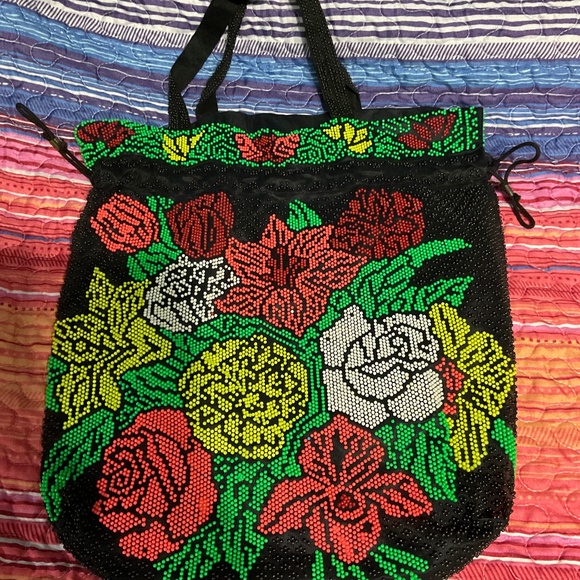 Handbags - Beaded draw string bag. W255